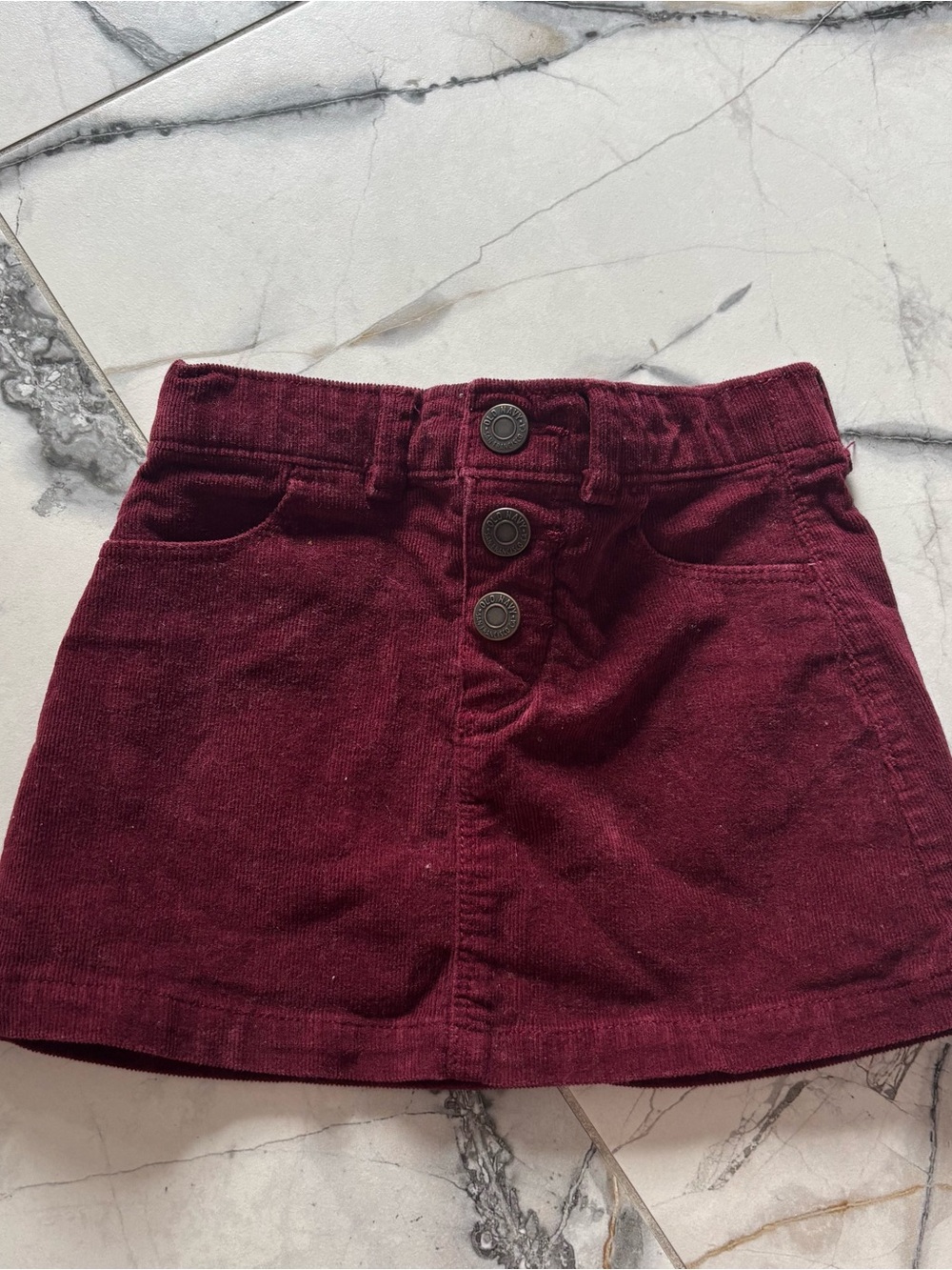 Old Navy Girls' Maroon Corduroy Skirt with Front Buttons
